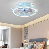 Kids Room Exquisite Bow Circle Ceiling Fan with Light Image - 2