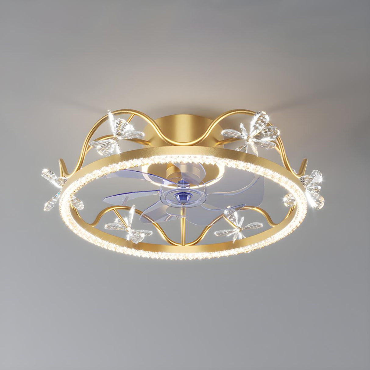 Kids Room Exquisite Bow Circle Ceiling Fan with Light Image - 8