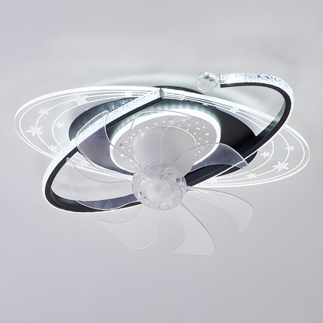 Kids Room Exquisite Oval Galaxy Ceiling Fan with Light Image - 2