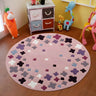 Kids Room Floral Modern Round Wool Pastel Area Rug Image - 1