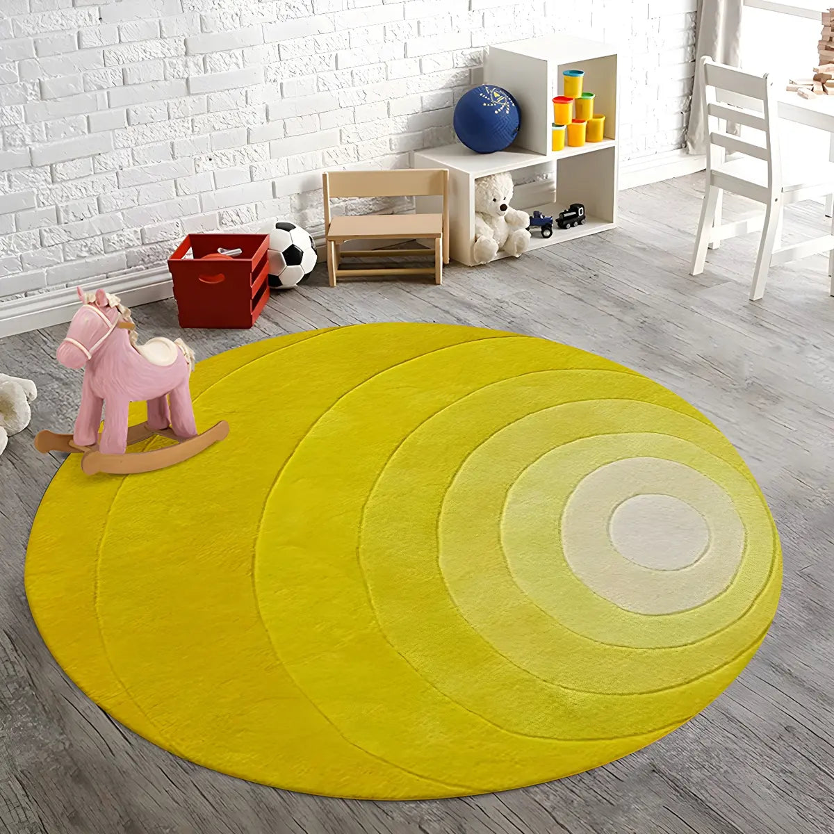 Kids Room Floral Modern Round Wool Pastel Area Rug Image - 2