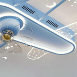 Kids Room Flush Cartoon Airplane Ceiling Fan with Light Image - 10