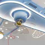 Kids Room Flush Cartoon Airplane Ceiling Fan with Light Image - 12