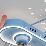 Kids Room Flush Cartoon Airplane Ceiling Fan with Light Image - 14