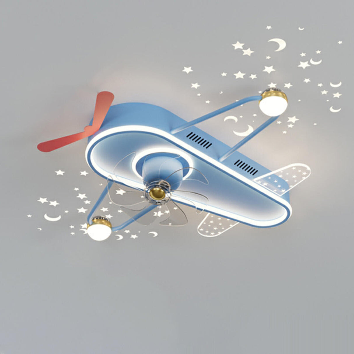 Kids Room Flush Cartoon Airplane Ceiling Fan with Light Image - 16