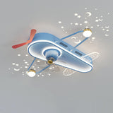 Kids Room Flush Cartoon Airplane Ceiling Fan with Light Image - 16