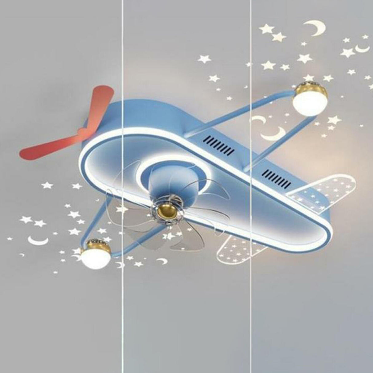 Kids Room Flush Cartoon Airplane Ceiling Fan with Light Image - 17