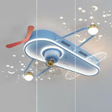 Kids Room Flush Cartoon Airplane Ceiling Fan with Light Image - 17