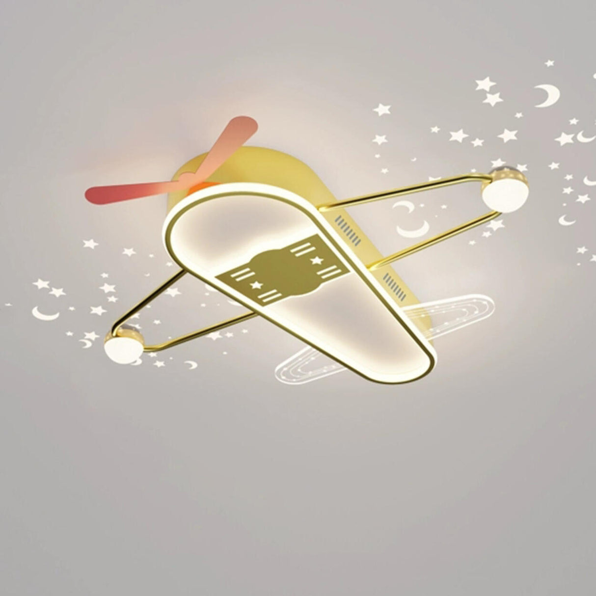 Kids Room Flush Cartoon Airplane Ceiling Fan with Light Image - 5