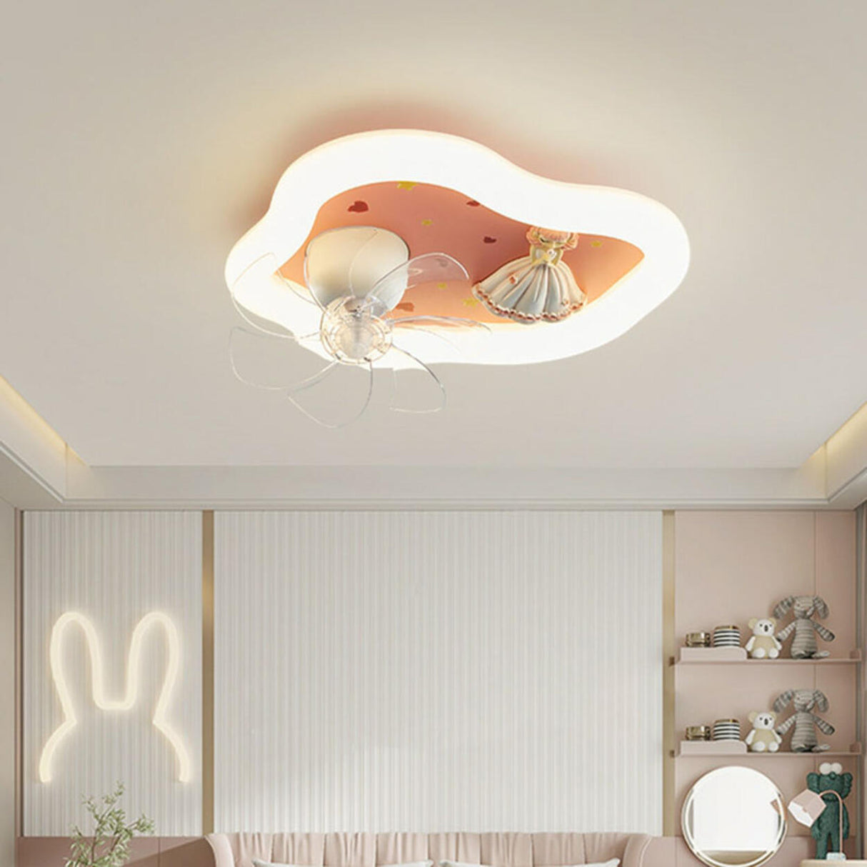 Kids Room Geometric  Remote Dimming Ceiling Fan Lights Image - 4