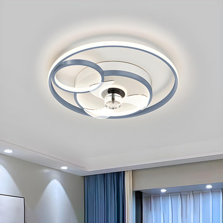 Kids Room Geometric Ring LED Ceiling Fan with Light Image - 1