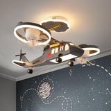 Kids Room Gray Airplane Clear Blades Ceiling Fan Light Image - 3