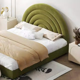 Kids Room Green Arched Upholstered Twin Headboard Image - 1