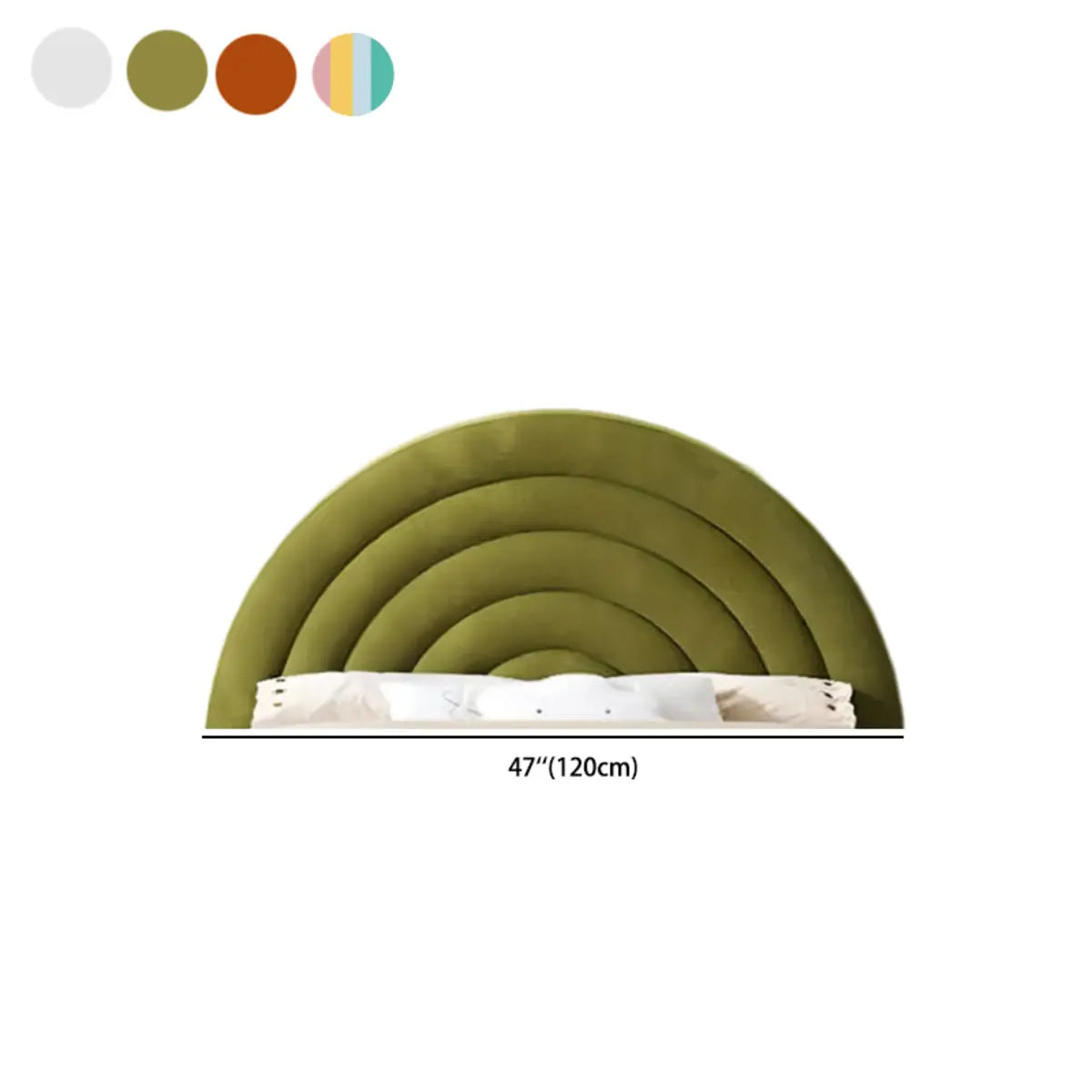 Kids Room Green Arched Upholstered Twin Headboard 