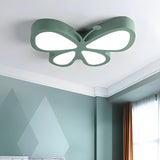 Kids Room Green Butterfly LED Flush Mount Ceiling Light Image - 1