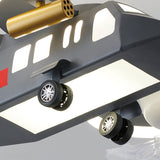 Kids Room Grey Aircraft Ceiling Fan Light with 2 Fans Image - 13