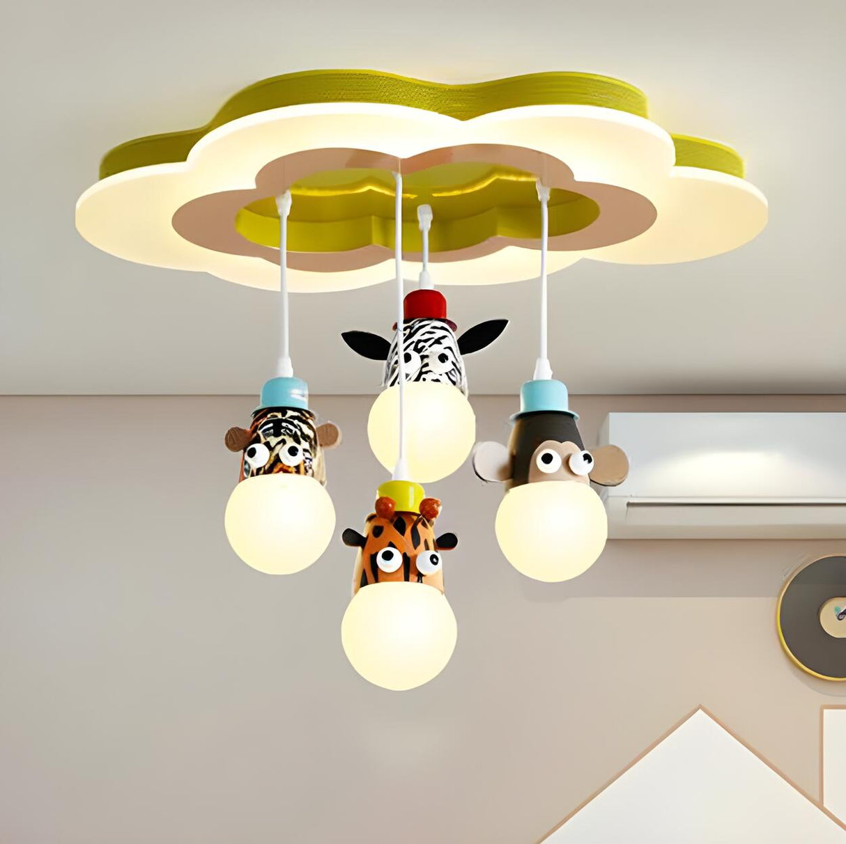 Kids Room Hanging Animal Cloud Semi-Flush Mount Light Image - 1