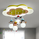 Kids Room Hanging Animal Cloud Semi-Flush Mount Light Image - 2