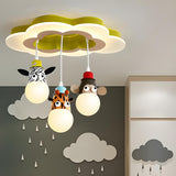 Kids Room Hanging Animal Cloud Semi-Flush Mount Light Image - 4