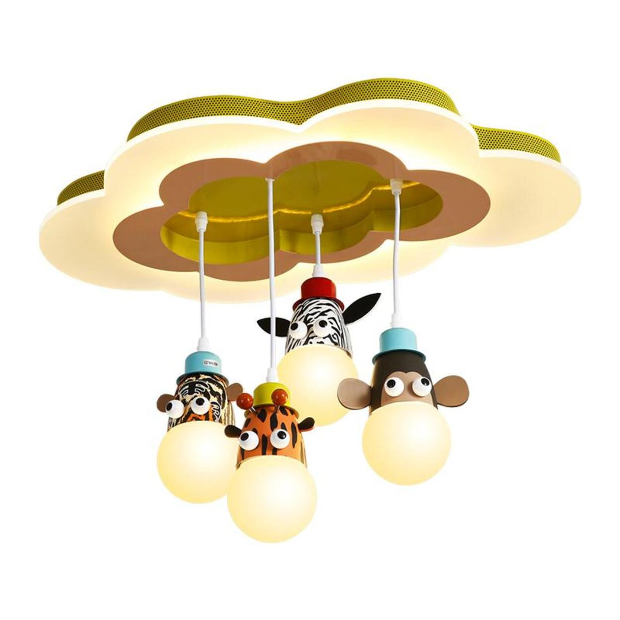 Kids Room Hanging Animal Cloud Semi-Flush Mount Light Image - 5