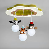 Kids Room Hanging Animal Cloud Semi-Flush Mount Light Image - 9