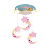 Kids Room Hanging Moon Star Wood Semi-Flush Mount Light Image - 3