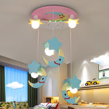 Kids Room Hanging Moon Star Wood Semi-Flush Mount Light Image - 5