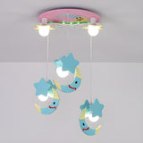 Kids Room Hanging Moon Star Wood Semi-Flush Mount Light Image - 7