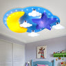 Kids Room Large Cloud Moon Star LED Flush Mount Light Image - 1