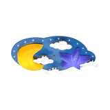 Kids Room Large Cloud Moon Star LED Flush Mount Light Image - 4