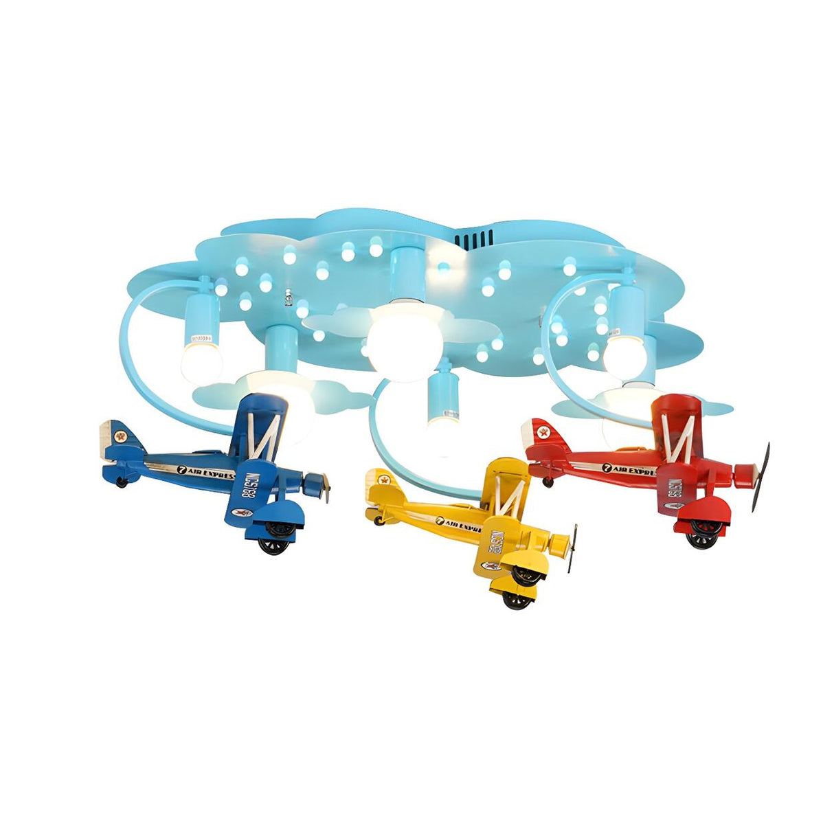 Kids Room Large Colorful Airplane LED Flush Mount Light Image - 3