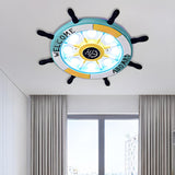 Kids Room Large Nautical Rudder Metal Flush Mount Light Image - 8