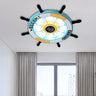 Kids Room Large Nautical Rudder Metal Flush Mount Light Image - 8