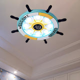 Kids Room Large Nautical Rudder Metal Flush Mount Light Image - 9