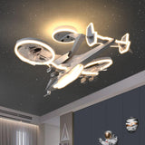 Kids Room LED Creative Gray Airplane Ceiling Fan Light Image - 4