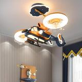 Kids Room LED Remote Aircraft Ceiling Fan with Light Image - 1