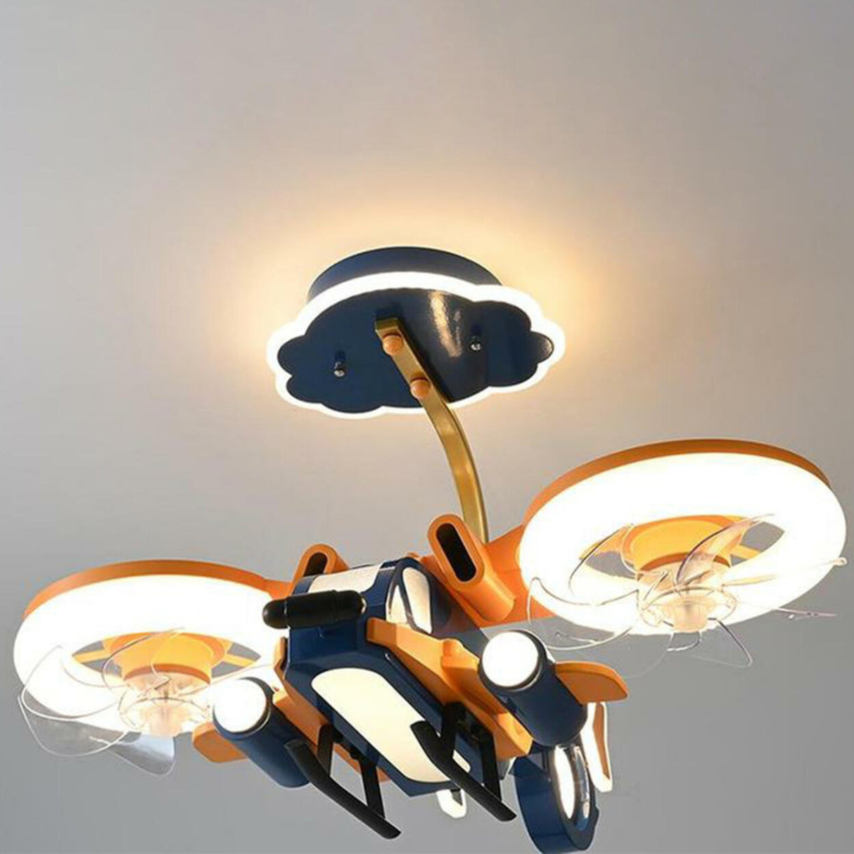 Kids Room LED Remote Aircraft Ceiling Fan with Light Image - 12