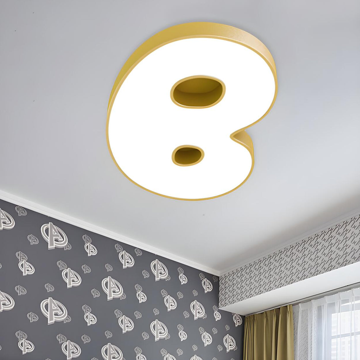 Kids Room Letter A-Shaped LED Flush Mount Ceiling Light Image - 7