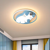 Kids Room Lovely Pink Dog Shaped LED Flush Mount Light Image - 5