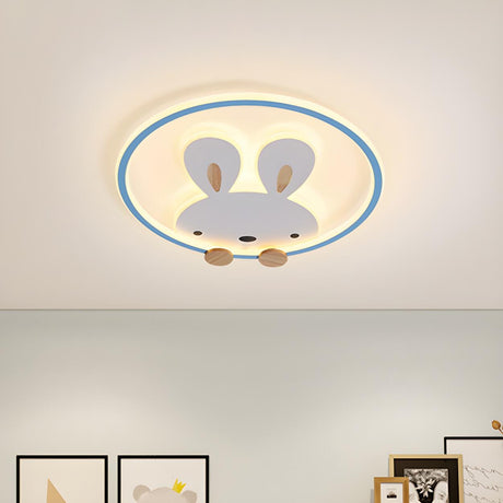 Kids Room Lovely Rabbit Small LED Flush Mount Light Image - 1