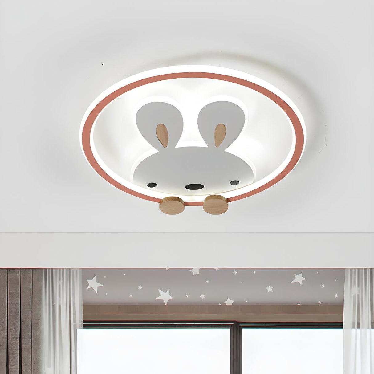 Kids Room Lovely Rabbit Small LED Flush Mount Light Image - 4