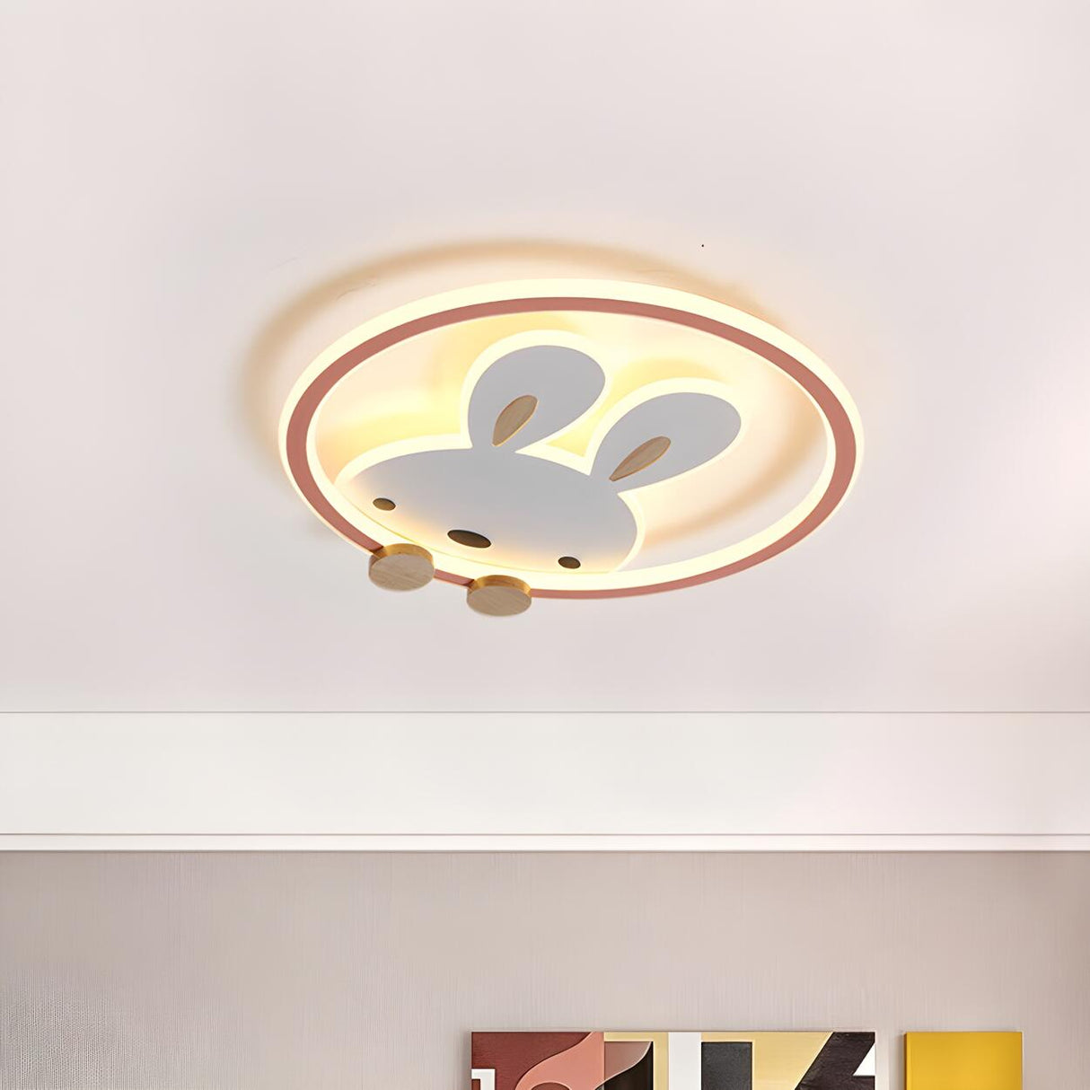 Kids Room Lovely Rabbit Small LED Flush Mount Light Image - 5