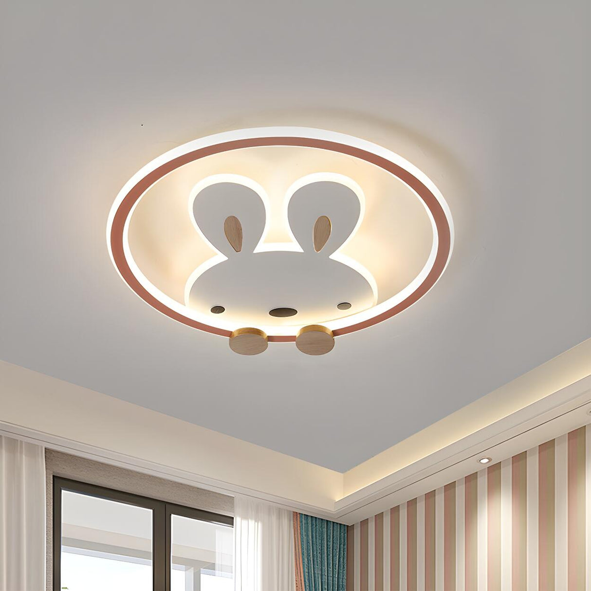 Kids Room Lovely Rabbit Small LED Flush Mount Light Image - 6