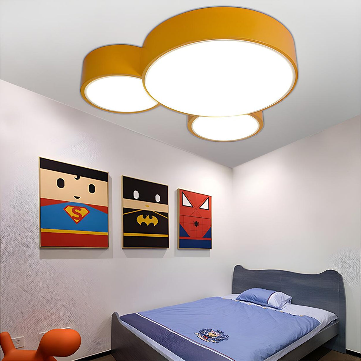 Kids Room Macaron Three-Round LED Flush Mount Light Image - 11