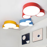 Kids Room Macaron Three-Round LED Flush Mount Light Image - 12