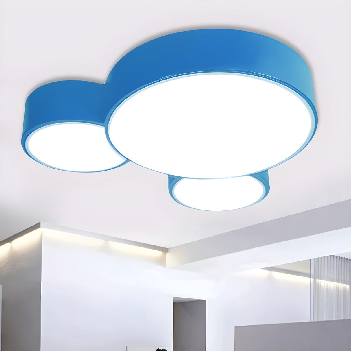 Kids Room Macaron Three-Round LED Flush Mount Light Image - 3