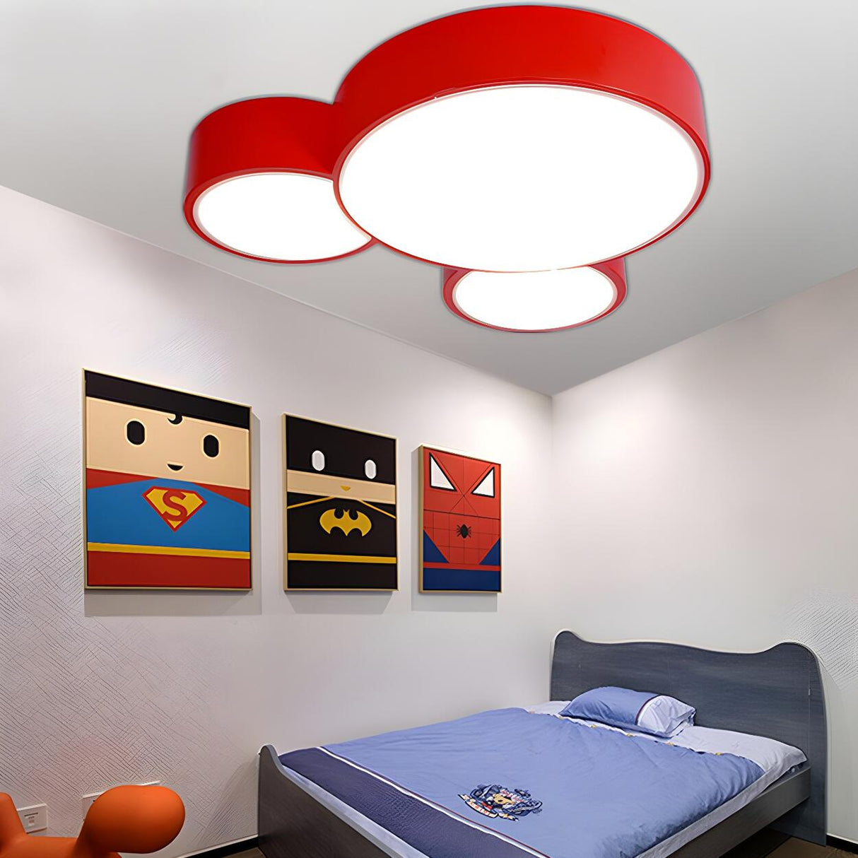 Kids Room Macaron Three-Round LED Flush Mount Light Image - 7