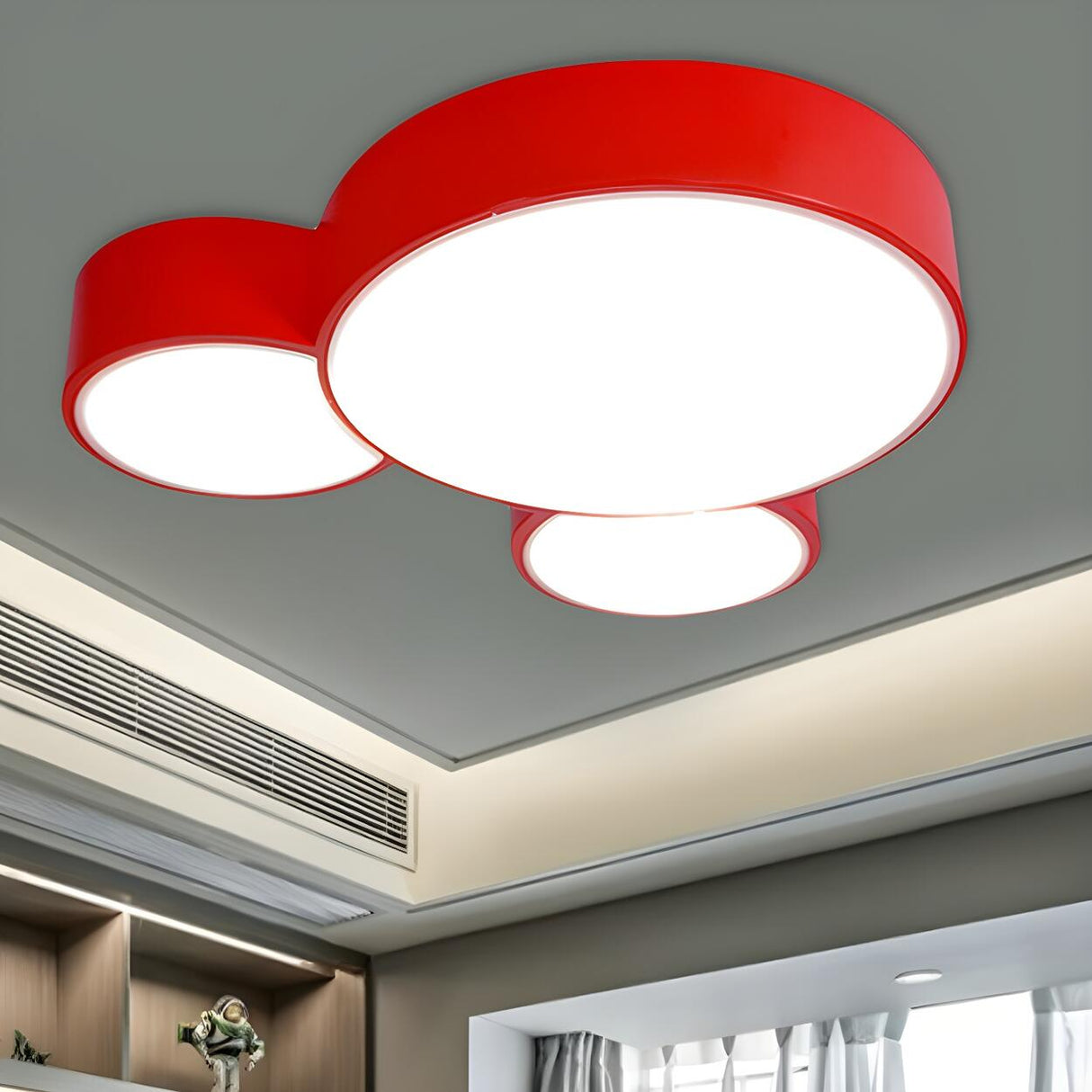 Kids Room Macaron Three-Round LED Flush Mount Light Image - 8