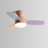 Kids Room Mini 3 Wood Blade Flush Ceiling Fan Light Image - 10