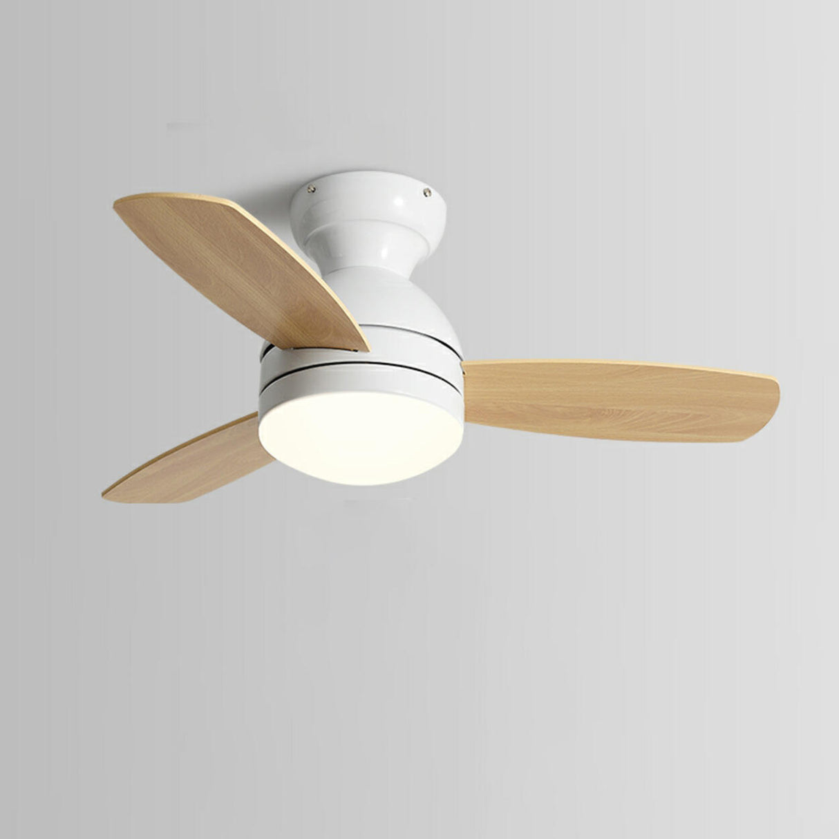 Kids Room Mini 3 Wood Blade Flush Ceiling Fan Light Image - 7